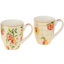 Artículo Taza de cerámica taza de melocotones decoración de cerámica H10,5cm 2 piezas