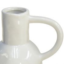 Artículo Jarrón de cerámica blanco para decoración en seco jarrón con asa Ø9cm H21cm