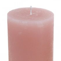 Velas pilar teñidas de rosa 70×100mm 4uds