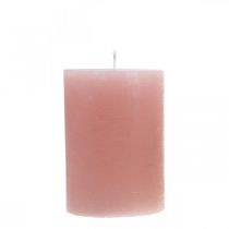 Velas pilar teñidas de rosa 70×100mm 4uds