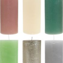 Velas de pilar coloreadas a través de diferentes colores 85 × 200mm 2 piezas