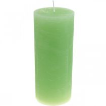 Artículo Velas de pilar velas de color liso verde lima 85×200mm 2 piezas