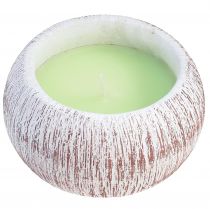 Vela Citronella Cuenco Verde Cerámica Blanco Marrón Al. 8cm