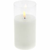 Artículo Vela LED en vidrio cera real blanca Ø7.5cm H10cm