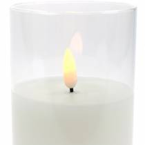 Vela LED en vidrio cera real blanca Ø7.5cm H10cm