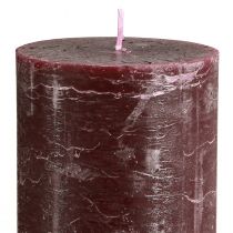 Artículo Velas de pilar de lujo burdeos, juego de 2, color liso, 85 x 200 mm, para uso romántico y decorativo.