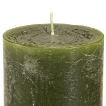 Artículo Velas de pilar verdes, 3 tonos, color liso, rústicas, 70x100 mm, juego de 12, para decoración y Adviento