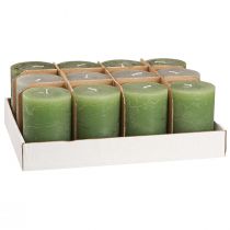 Artículo Velas de pilar verdes, 3 tonos, color liso, rústicas, 70x100 mm, juego de 12, para decoración y Adviento