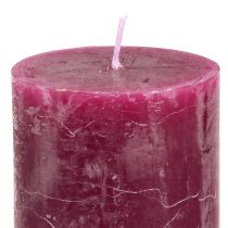 Artículo Velas de pilar rústicas en un juego de 12, combinación de colores rosa y bayas, 60 x 80 mm: uso versátil para decoración y celebraciones
