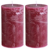 Artículo Velas de pilar rojas, color baya, teñidas por completo, velas decorativas de 85 × 150 mm, juego de 2, versátiles