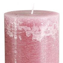 Artículo Velas de pilar rosas, aspecto mármol rosa antiguo, 85 × 200 mm, juego de 2, para decoración y regalo
