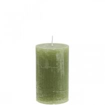 Artículo Velas de color liso velas de pilar verde oliva 60×100mm 4 piezas