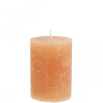 Artículo Velas de color liso Velas de pilar Naranja Melocotón 70×100mm 4 piezas