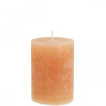 Artículo Velas de colores sólidos Velas de pilar naranja melocotón 70×100mm 4pcs