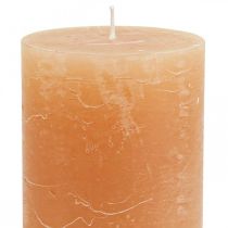 Artículo Velas de pilar color naranja melocotón de 70 x 120 mm, coloreadas en toda su longitud, larga duración, juego de 4 para decoración de Adviento