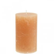 Artículo Velas de color liso Velas de pilar Naranja Melocotón 70×120mm 4 piezas