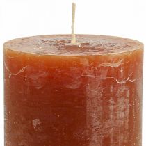 Artículo Velas de color liso velas de pilar rojo-marrón 85×120mm 2 piezas