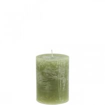Artículo Velas de color liso velas de pilar verde oliva 60×80mm 4 piezas