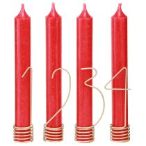 Artículo Vela decorativa de Adviento con números 1-4 en metal dorado mate H10cm 4 uds.