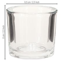 Artículo Mini bote de cristal para velas, cubo de cristal transparente, Ø6,5 cm, alto 6 cm, 6 unidades