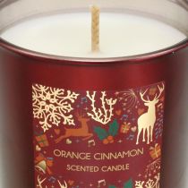 Vela perfumada Navidad naranja, canela vela vidrio rojo Ø7/ H8cm