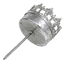 Artículo Portavelas de plata antigua, Ø5cm, H10cm, 4 unidades