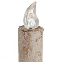 Artículo Portavelas antiguo con vela LED de metal con luz cálida Al. 22 cm