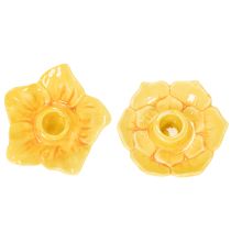 Artículo Portavelas cónicos de cerámica, decorativos con forma de flor para una elegante decoración de mesa, 11 cm, 2 unidades.
