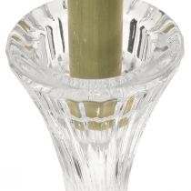 Artículo Portavelas de cristal transparente con ranuras para velas H20cm 2 piezas