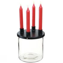 Artículo Portavelas de cristal Portavelas de varilla decoración de cristal H11cm Ø10cm