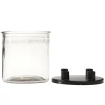 Artículo Portavelas de cristal Portavelas de varilla decoración de cristal H11cm Ø10cm
