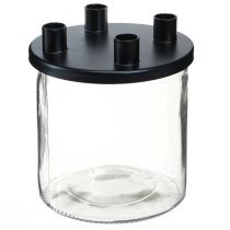 Artículo Portavelas de cristal Portavelas de varilla decoración de cristal H11cm Ø10cm