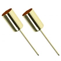 Artículo Portavelas dorado para velas de palo Ø2,2cm 4 piezas