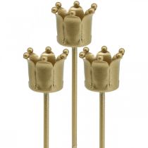 Artículo Portavelas corona dorado, portavelas de palo de metal 4 piezas