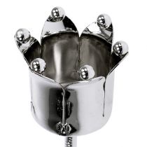 Artículo Portavelas corona plata Ø3cm H12,5cm 4 piezas