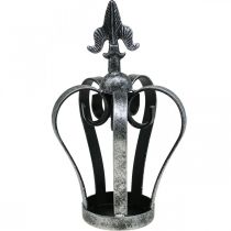 Artículo Corona decorativa aspecto plata envejecida metal Ø12cm H20cm