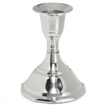 Artículo Portavelas de metal plateado con forma de palo, H9,5 cm, 2 unidades