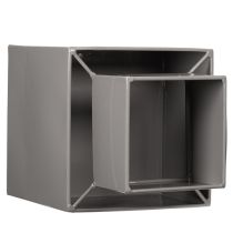 Artículo Maceta cúbica gris con base para decoración moderna, 22 cm