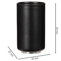 Artículo Portavelas magnético redondo, negro mate, para velas cónicas de 25 mm, 4 unidades.