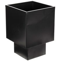 Artículo Maceta cúbica negra con base, moderna, 22 cm