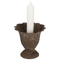 Artículo Portavelas trofeo antiguo palo portavelas metal Ø10cm H9.5cm
