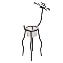 Artículo Portavelas con forma de reno y vaso para vela pequeña, 28 cm.