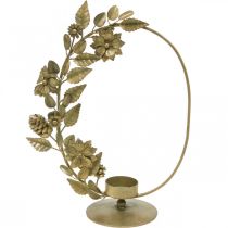 Artículo Portavelas dorado deco loop flores conos Al. 29,5 cm