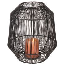 Artículo Portavelas negro, farol decorativo, cesta de alambre, Ø24cm, H28cm