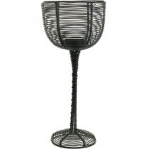 Artículo Portavelas de metal negro copa de vino decorativa Ø10cm H26.5cm