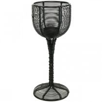 Artículo Portavelas de metal negro copa de vino decorativa Ø13cm H31.5cm