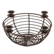 Artículo Portavelas para 4 velas cuenco decorativo metal marrón Ø14cm