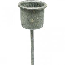Artículo Portavelas enchufable Shabby Chic gris Ø3cm H8,5cm 8 piezas