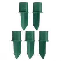 Artículo Portavelas para velas cónicas, plástico verde, Ø2,2cm, 5 piezas