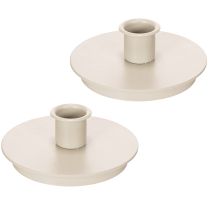 Artículo Portavelas redondos color crema para velas cónicas, decoración de mesa, 10 cm, 2 unidades